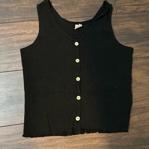 Black Button-Up Ribbed Tank Top